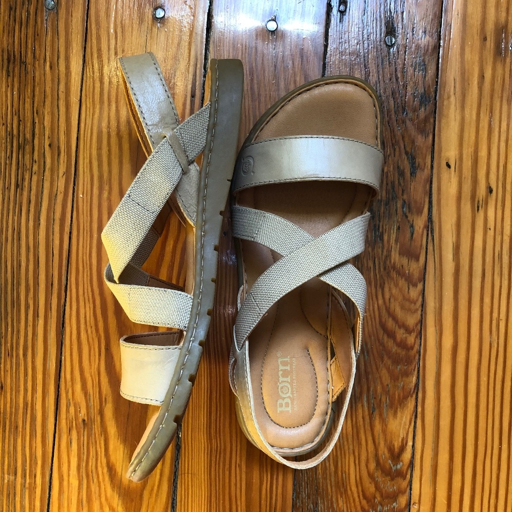 Born Tan Sandals, Size 8